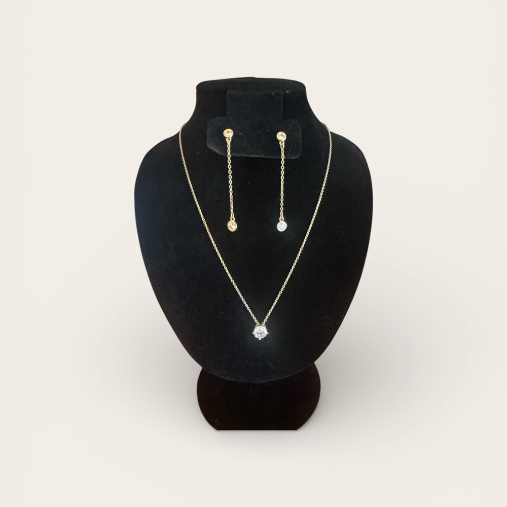 Cubic Zirconia Drop Earrings and Necklace Banana Republic Factory